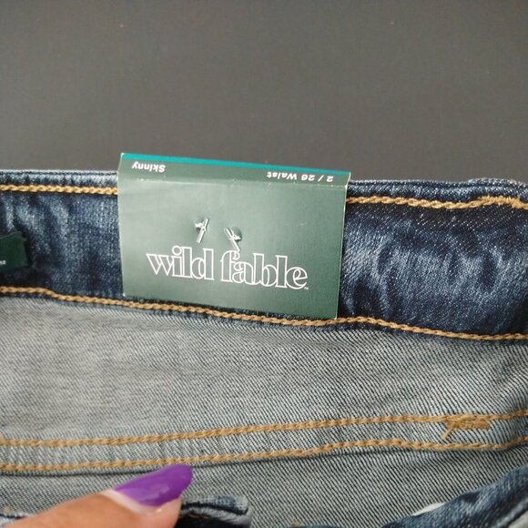 Wild Fable Highest Rise Skinny Ripped Jeans Women Size 2  26 Dark Wash Distress - Picture 8 of 10